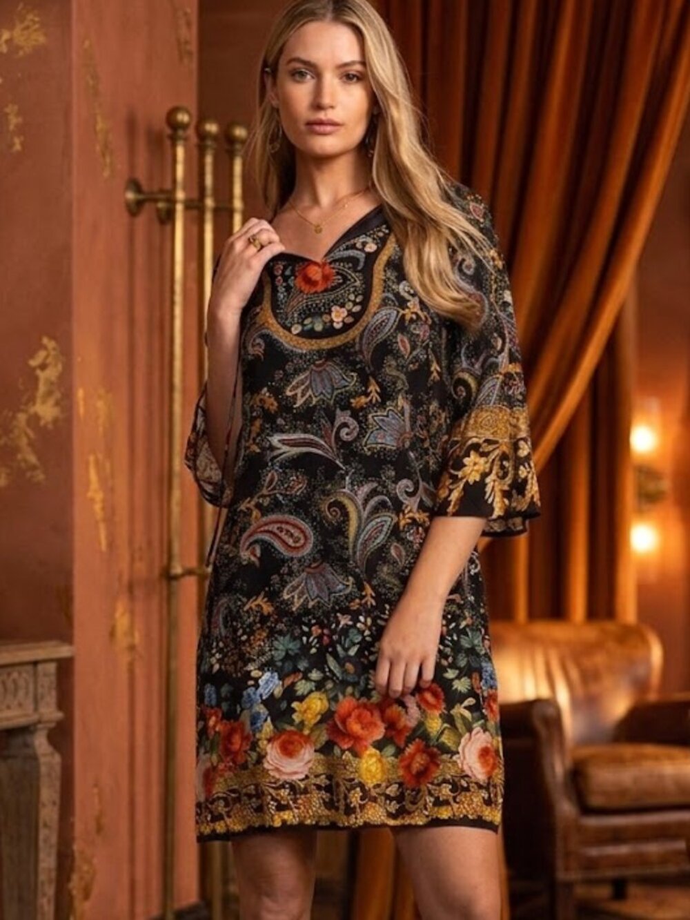 Johnny Was silk dress New With Tags size Petite XL or Petite M